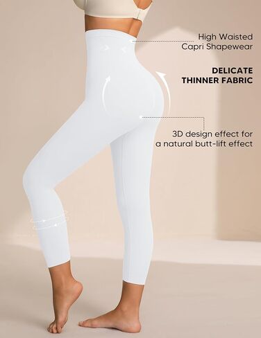 High-Waisted Thin Shapewear Capri Leggings Seamless Lightweight Tummy Control Butt Lift Body Shaper for Women in Saudi Arabia