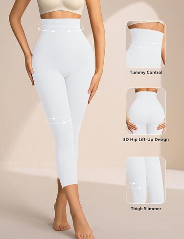 High-Waisted Thin Shapewear Capri Leggings Seamless Lightweight Tummy Control Butt Lift Body Shaper for Women in Saudi Arabia