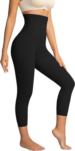 High-Waisted Thin Shapewear Capri Leggings Seamless Lightweight Tummy Control Butt Lift Body Shaper for Women in Saudi Arabia