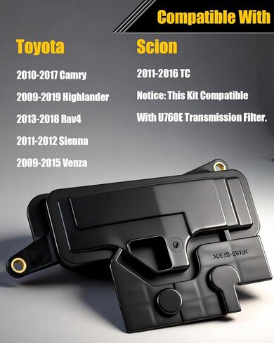 طقم فلتر ناقل الحركة الأوتوماتيكي U760E لسيارة Toyota Camry 2010-2017، 2009-2019 Highlander، 2013-2018 RAV4، 2011-2012 Sienna، 2009-2015 Venza، 11-16 Scion TC يستبدل # 3533073010 353300R010 0440398 in Saudi Arabia