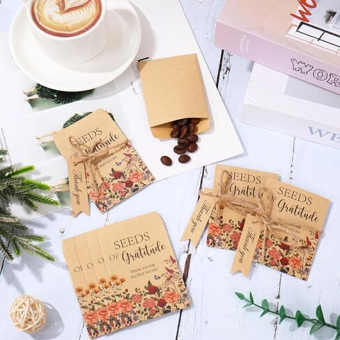 JarThenaAMCS 50 Sets Spring Wildflower Seeds of Gratitude Seed Packets Adhesive Kraft Envelopes Floral Seed Storage Bags with Thank You Tags for Guest Birthday Wedding Party Favors in Saudi Arabia
