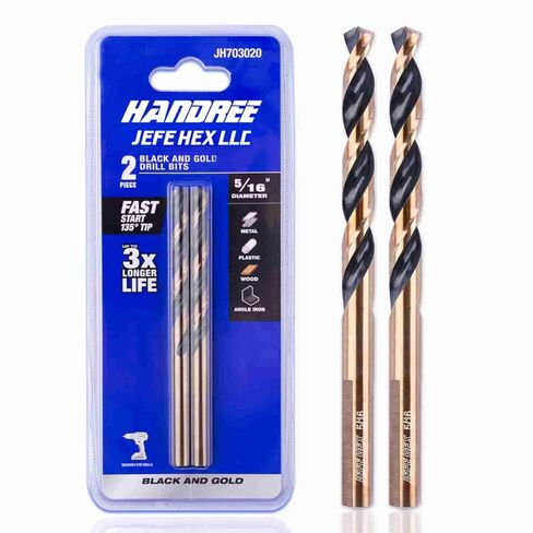 9set*2packs Twist Drill Bits Set, 3-Flat Shank for Anti-Walking, 135° Split Point, Black & Gold Coated, Jobber Length for General Purpose… in Kuwait