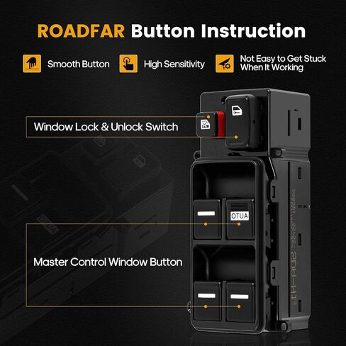 ROADFAR Window Switch Power Window Switch Master Control Power Window Switch Front Driver Side Replacement Parts fits for 2003-2007 Honda Accord 4 Door 35750-SDA-H12 in Saudi Arabia