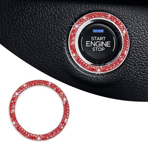 Car Bling Engine Start Ring Decal, Crystal Rhinestone Push to Start Button Cover Sticker, Auto Sparkling Key Ignition Knob Decoration Ring for Women Girls, Car Accessories (Purple) in Saudi Arabia