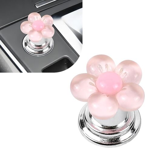Car Push Start Button Cover, Cute Flower One-Touch Start Button with Push-to-Start Rocker Lever, Engine Ignition Starter Joystick Covers Decoration for Women Girls, Car Accessories (Purple) in Saudi Arabia