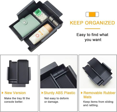 TOPINSTALL New Center Console Organizer Compatible with Ford Explorer 2012 2013 2014 2015 2016 2017 2018 2019 Accessories, Armrest Box Big Compartment Secondary Storage Tray ABS Black Material in Kuwait