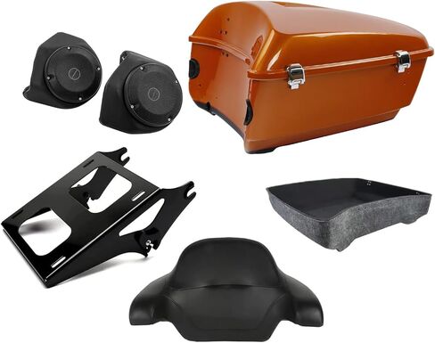 TCT-MOTORPARTS العنبر ويسكي/لوحة تثبيت مسند الظهر لصندوق الملك الأسود الزاهي مع مكبرات الصوت تناسب Harley Touring Electra Glide Ultra Limited Low FLHTKL 2015-2016 in Saudi Arabia