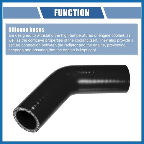 1 Pcs 32mm 1.26" ID 90mm 3.54" Length 45 Degrees Black Car Silicone Hose Coolant Hose Universal Item Replacement in Saudi Arabia
