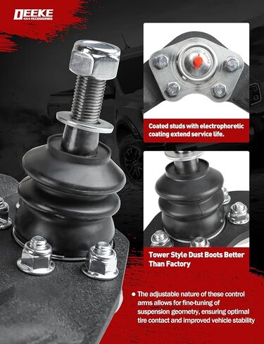 Front Upper Control Arms for 2005-2023 Toyota Tacoma, 1–4" Lift, Heavy Duty Suspension Arms with Pre-Installed PU Bushings & Ball Joints, Wrinkle Black (2PCS) in Kuwait