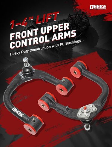 Front Upper Control Arms for 2005-2023 Toyota Tacoma, 1–4" Lift, Heavy Duty Suspension Arms with Pre-Installed PU Bushings & Ball Joints, Wrinkle Black (2PCS) in Kuwait