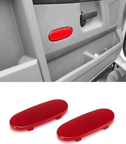 2PCS Front Door Panel Reflector Light Cover for 2002-2008 Dodge Ram 1500, Replacement 5179299AA,Red Panel Reflectors Interior Door Lamp Cover for Front Doors Only in Kuwait