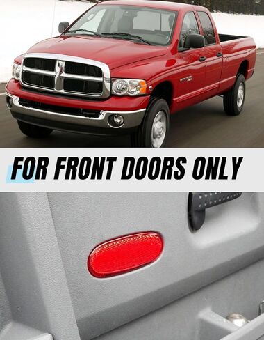 2PCS Front Door Panel Reflector Light Cover for 2002-2008 Dodge Ram 1500, Replacement 5179299AA,Red Panel Reflectors Interior Door Lamp Cover for Front Doors Only in Kuwait