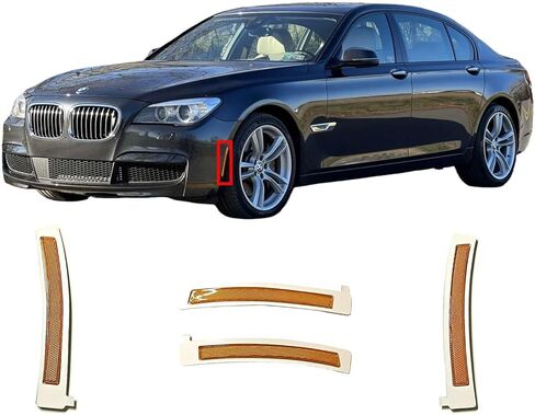 Side Marker Reflectors for 09-15 BMW 7" F01 F02 Fit 730d 730i 730Li 730Ld 740d 740i 740Li 750i 750Li 760Li Alpina Hybrid 7 B7 2009 2010 2011 2012 2013 2014 2015 Front bumper in Saudi Arabia