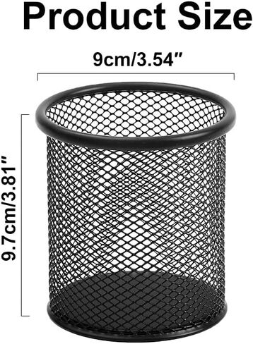 Mesh Pen Holder for Desk, Metal Wire Round Shape Pencil Cup Holder for Office Home School, Desktop Organizer and Accessories, Black in Saudi Arabia