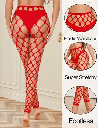 Avidlove Womens Lingerie Fishnet Dress and Sexy Tights for Woman Fishnet Stockings Red in Saudi Arabia