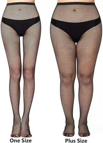 Women's High Waist Fishnet Stockings, One Size and Plus Size Thigh High Mesh Pantyhose in Saudi Arabia