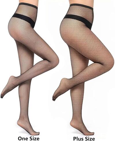 Women's High Waist Fishnet Stockings, One Size and Plus Size Thigh High Mesh Pantyhose in Saudi Arabia