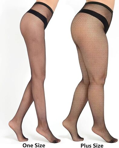 Women's High Waist Fishnet Stockings, One Size and Plus Size Thigh High Mesh Pantyhose in Saudi Arabia