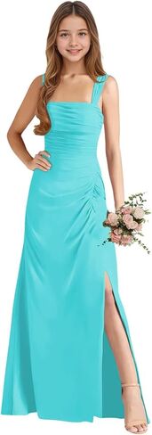 Rlweus Chiffon Junior Bridesmaid Dresses Teen Girls Spaghetti Strap Flower Girl Dress Girls Formal Dress for Wedding in Saudi Arabia