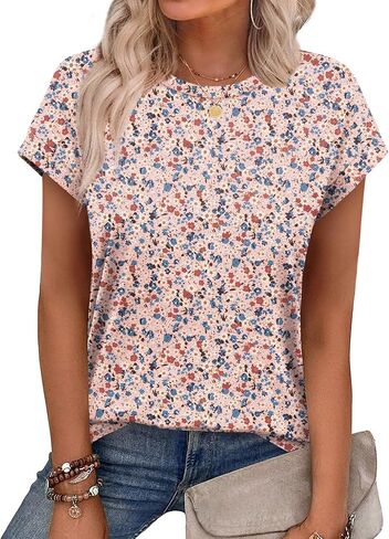 Alaroo Womens Summer Tops Short Sleeve Shirts Crew Neck Tshirt Cute Trendy Tunic Blouses (S-3XL) in Kuwait