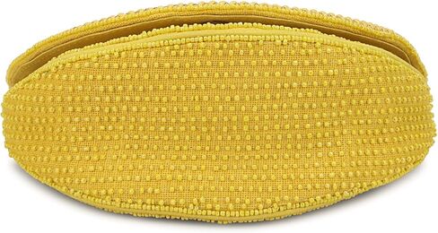 LONGING TO BUY محفظة كلاتش مطرزة بشرائح الليمون، حقيبة سهرة صفراء مع حزام سلسلة، تصميم مبتكر على شكل فاكهة in Kuwait