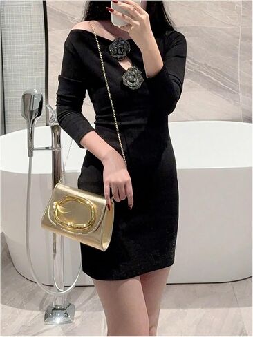 GORGLITTER Women's Clutch Purses PU Leather Formal Evening Bags Metal Chain Handbags Trendy 2026 in Saudi Arabia