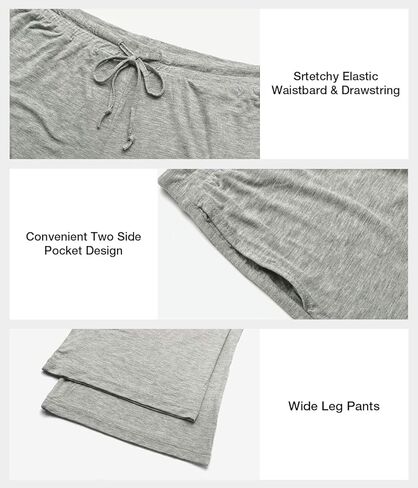 Accbiety Women's Drawstring Pajama Pants Casual Wide Leg Womens Lounge Pants Soft Sleep Pajama Bottoms 2 Pack in Kuwait