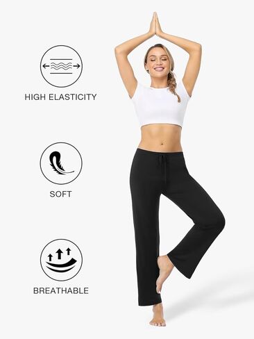 Accbiety Women's Drawstring Pajama Pants Casual Wide Leg Womens Lounge Pants Soft Sleep Pajama Bottoms 2 Pack in Kuwait