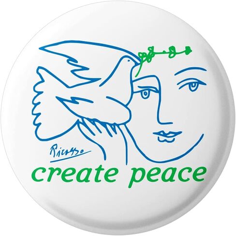 Create Peace with Picasso Drawing of Woman & Dove Anti-War Pinback Button for Backpacks, Jackets, Hats, 1.75 Inches in Saudi Arabia