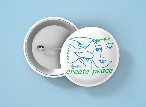 Create Peace with Picasso Drawing of Woman & Dove Anti-War Pinback Button for Backpacks, Jackets, Hats, 1.75 Inches in Saudi Arabia