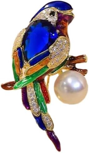 Parrot Brooch Pin, Vintage Colorful Rhinestone Brooch,Animal Bird Lapel Pins Christmas Birthday Anniversary Ornament Dress Accessories Delicacy Jewelry in Saudi Arabia