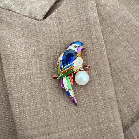 Parrot Brooch Pin, Vintage Colorful Rhinestone Brooch,Animal Bird Lapel Pins Christmas Birthday Anniversary Ornament Dress Accessories Delicacy Jewelry in Saudi Arabia