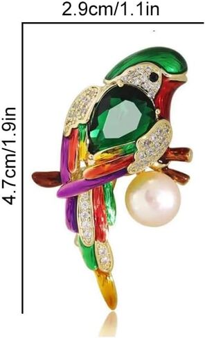 Parrot Brooch Pin, Vintage Colorful Rhinestone Brooch,Animal Bird Lapel Pins Christmas Birthday Anniversary Ornament Dress Accessories Delicacy Jewelry in Saudi Arabia