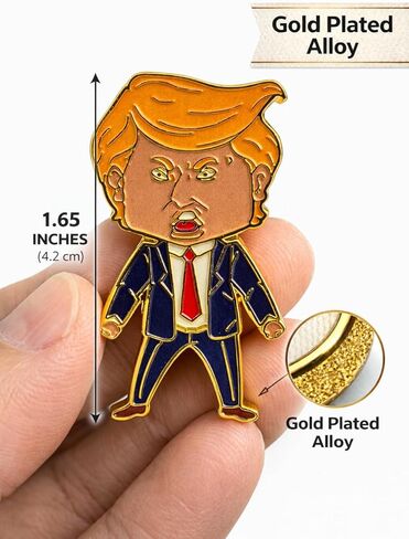 Happy Trump Pin - Trump Lapel Pins, Gold Plated Artistic Collectible Badge for Gifts, Commemorative Accessory for 2026 Midterm Season in Saudi Arabia
