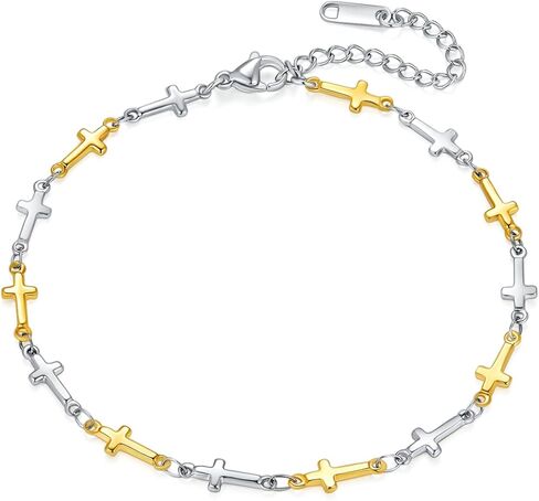 أساور الكاحل الذهبية/الفضية للنساء، خلخال ذهبي عيار 14 قيراط للنساء مجموعة خلخال من خرز القلب المقاوم للماء أساور خلخال متقاطعة للنساء هدية مجوهرات ذهبية in Kuwait