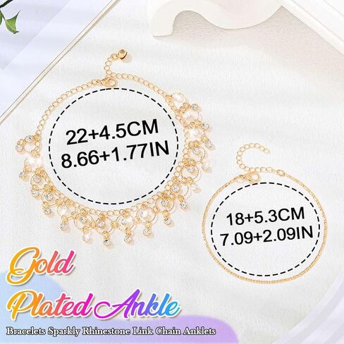Nicute Tassel Ankle Bracelets Sparkly Rhinestone Link Chain Anklets Beach Foot Accessory Sets for Women in Saudi Arabia