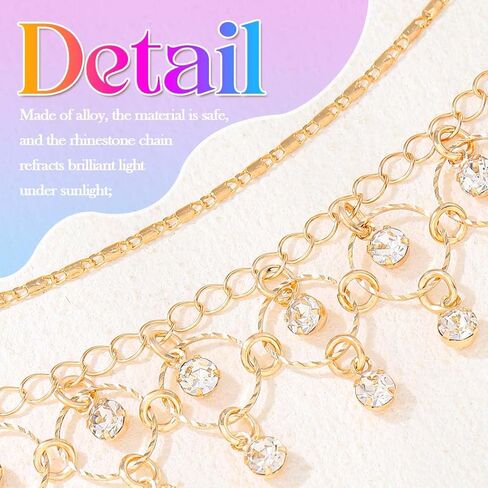 Nicute Tassel Ankle Bracelets Sparkly Rhinestone Link Chain Anklets Beach Foot Accessory Sets for Women in Saudi Arabia