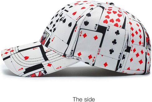 Unique Poker Playing Card Print Baseball Cap Adjustable Baseball Hat Cap Visor Unisex Hip Hop Hat White in Saudi Arabia