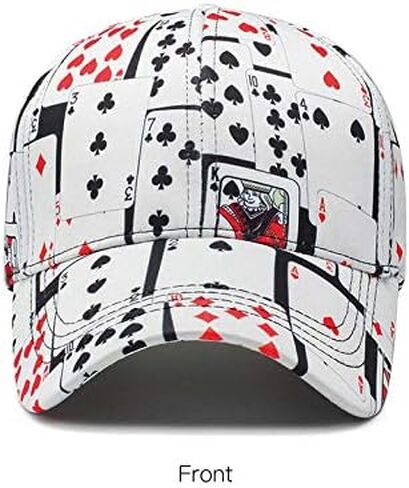 Unique Poker Playing Card Print Baseball Cap Adjustable Baseball Hat Cap Visor Unisex Hip Hop Hat White in Saudi Arabia