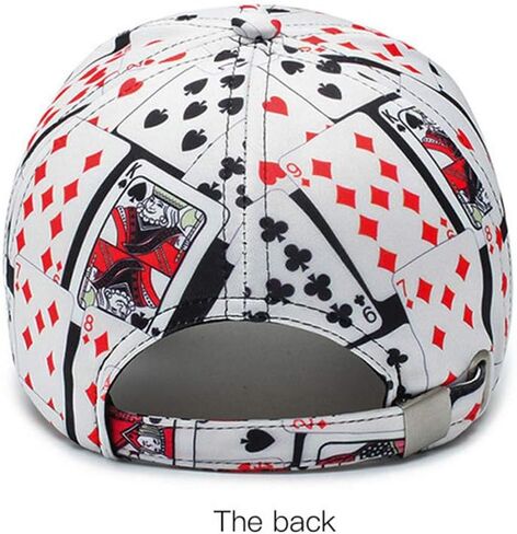 Unique Poker Playing Card Print Baseball Cap Adjustable Baseball Hat Cap Visor Unisex Hip Hop Hat White in Saudi Arabia