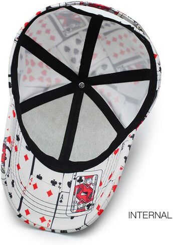 Unique Poker Playing Card Print Baseball Cap Adjustable Baseball Hat Cap Visor Unisex Hip Hop Hat White in Saudi Arabia