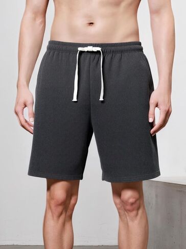Men's Corduroy Shorts Soft Wide Leg Baggy Drawstring Elastic Waist with Pockets in Saudi Arabia