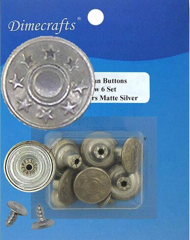 14 mm No-sew Metal Tack Jean Buttons Ct. 6 (Stars Silver) Save a Pair of Button-Fly Jeans from The Trash in Saudi Arabia