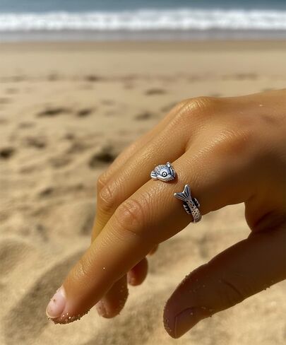 Funky Fish Ring for Women & Men, Adjustable Cool Rings for Statement Jewelry in Kuwait