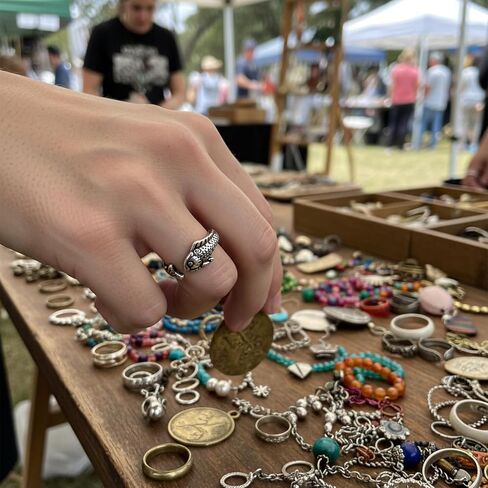 Funky Fish Ring for Women & Men, Adjustable Cool Rings for Statement Jewelry in Kuwait