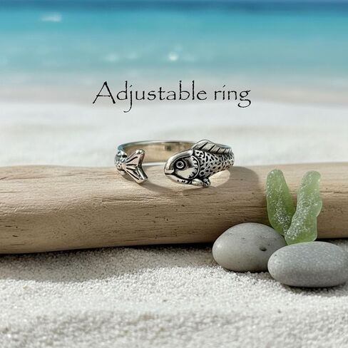 Funky Fish Ring for Women & Men, Adjustable Cool Rings for Statement Jewelry in Kuwait