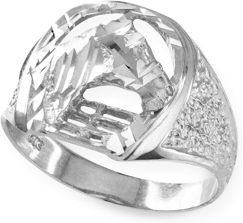 الصلبة 925 الفضة الاسترليني عالية البولندية الكتلة الكتلة لاكي حدوة الحصان الدائري in Kuwait