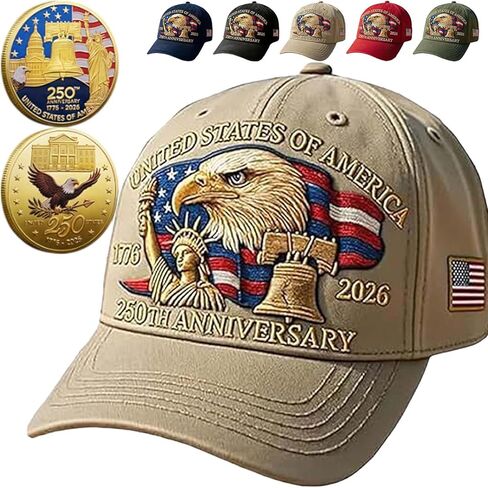 United States 250th Anniversary Hat with Badge,Anniversary USA Hat,Bald Eagle & Liberty Embroidery Patriotic Baseball Cap in Saudi Arabia