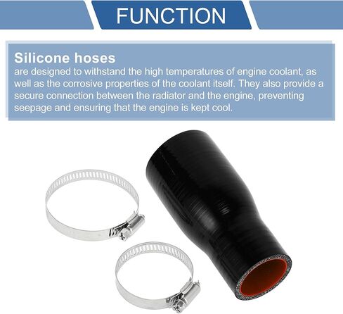 X AUTOHAUX Straight Coupler Silicone Hose with Clamps 1.5"-2.01" ID 5.00" Length 0° Car Silicone Hose Coolant Hose 4-Ply 5mm Thick Air Intake/Turbo/Intercooler Piping Tube Black Red 1 Set in Saudi Arabia