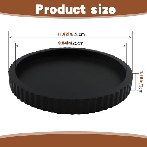 صينية ديكور لطاولة القهوة مقاس 11 بوصة، صواني تقديم ديكور منزلي خرسانية مستديرة سوداء لطاولة مميزة، طاولة وحدة التحكم للمطبخ، غرفة المعيشة، ديكور المنزل (أسود) in Kuwait